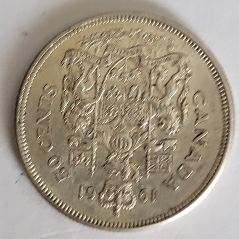 Vintage 1961 Canadian 50 Cent Silver Coin